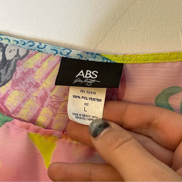 ABS Semi Sheer Multicolored Anchor Printed Top Size Large NWT - Picture 5 of 8